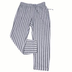 J Crew Factory Women's Linen Cotton Drawstring Pants Br451 White Gray Striped  6